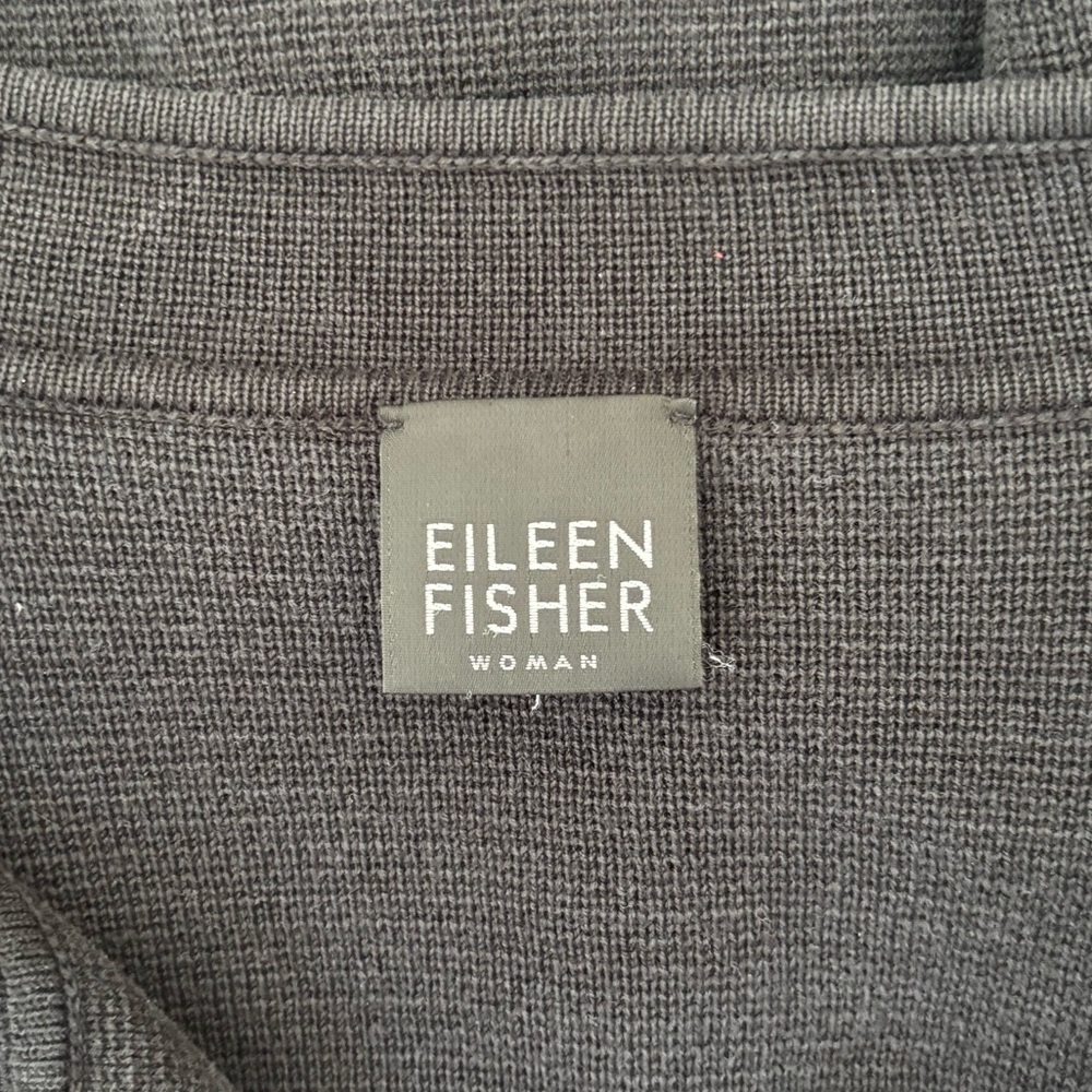 Eileen Fisher Silk Cotton Blend Interlock Knit Stand Collar Button Up Cardigan - Picture 5 of 6